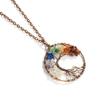 7 Chakra Crushed Stone Necklace